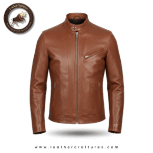 Brown Racer Minimalist Leather Jacket