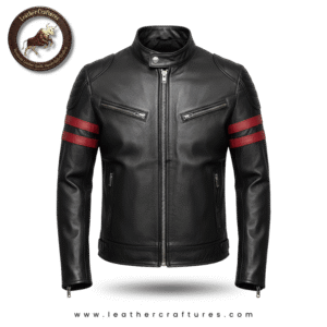 Moto Stripe Leather Rider Jacket