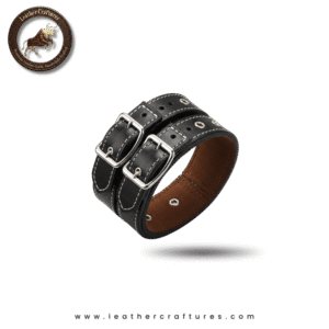 Twin Buckle Leather Wristband