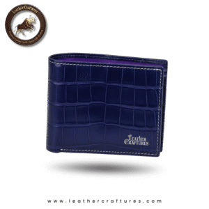 💙 Leather Wallet – Blue Croc Texture